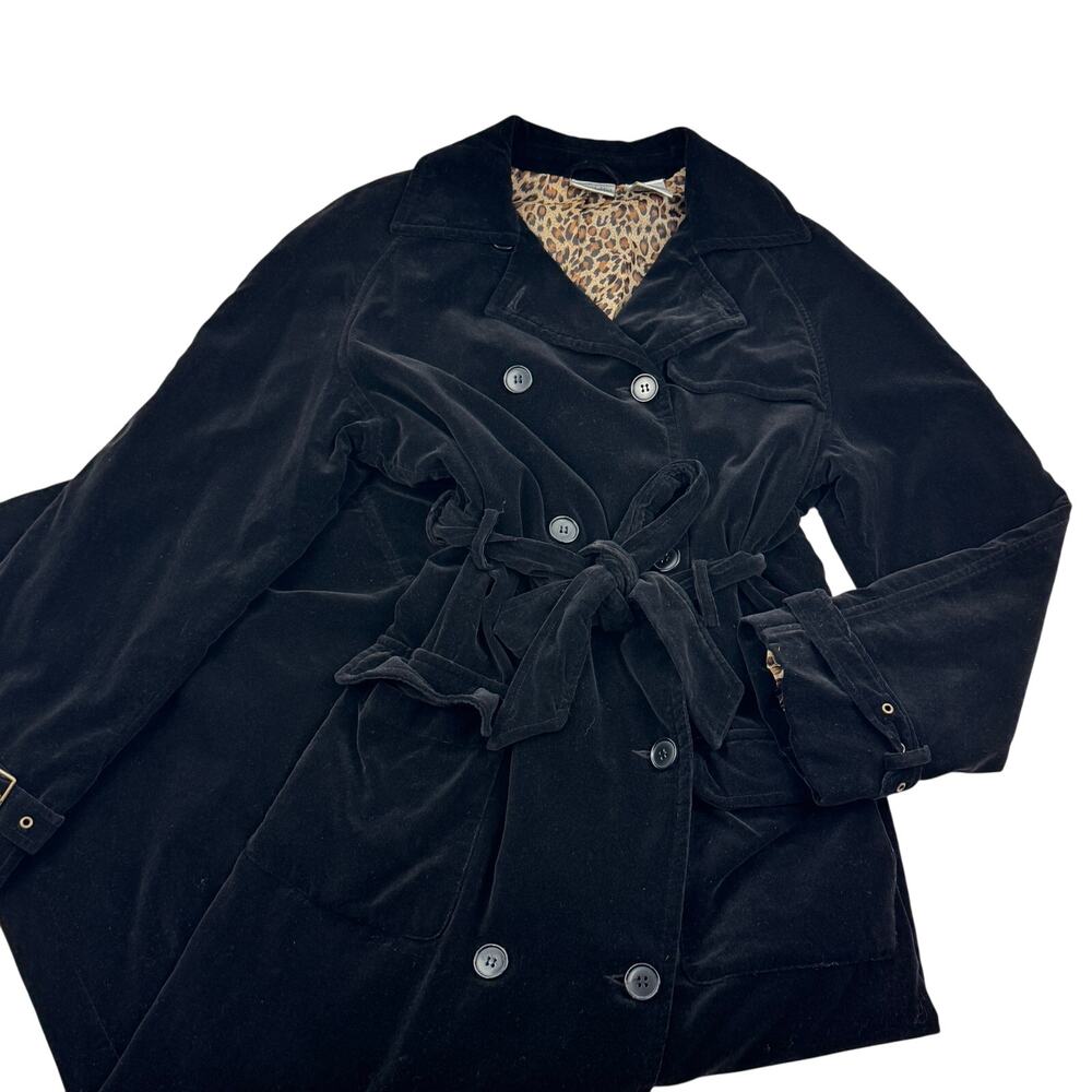 Newport News Goth Edgy Witchy Velvet Long Classic Trench Coat Women's Size 10